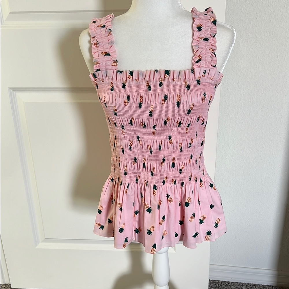 NWT Kate Spade Pink Pineapple Tank Top Medium - Picture 2 of 8